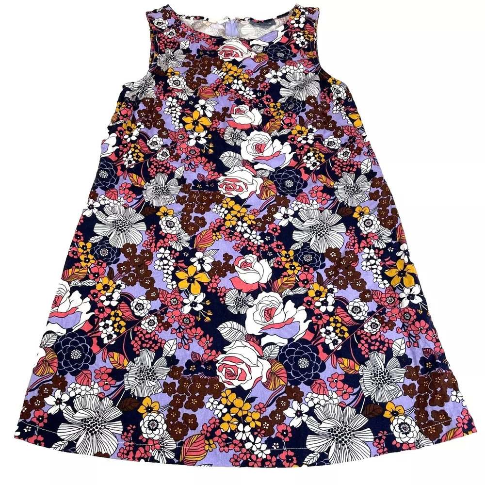 Modcloth Purple Floral Print Linen Blend Sleeveless Shift Dress Size Large